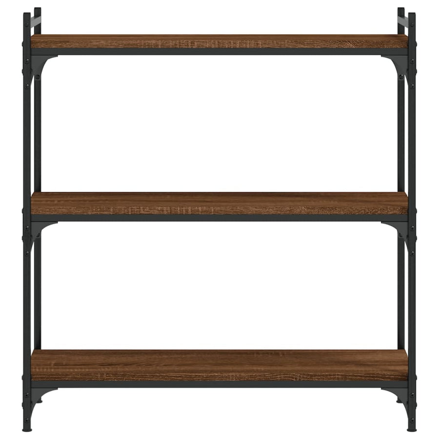 Boekenkast 3-Laags 80X30X Bewerkt Hout Bruin Eikenkleur 80 cm