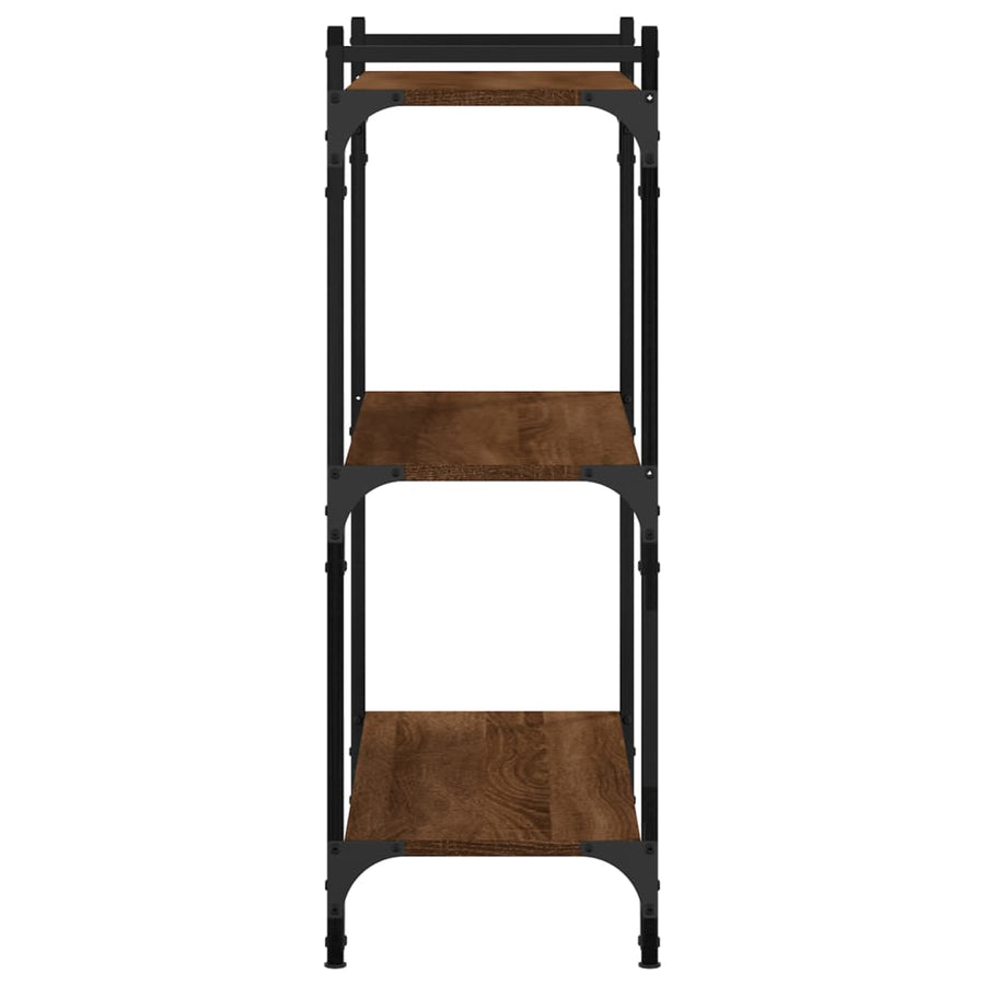 Boekenkast 3-Laags 80X30X Bewerkt Hout Bruin Eikenkleur 80 cm