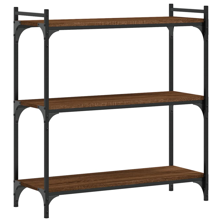 Boekenkast 3-Laags 80X30X Bewerkt Hout Bruin Eikenkleur 80 cm