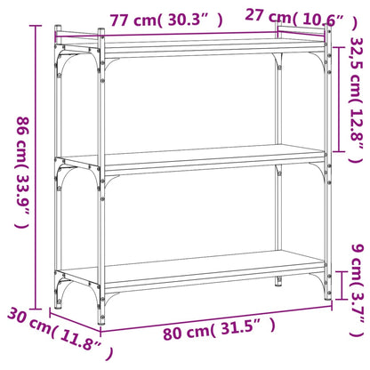 Boekenkast 3-Laags 80X30X Bewerkt Hout Bruin Eikenkleur 80 cm