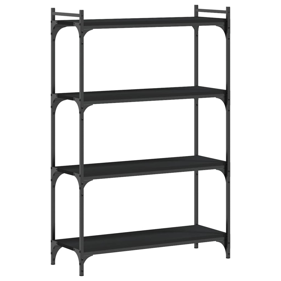 Boekenkast 4-Laags Bewerkt Hout 80 x 30 x 120 cm Zwart