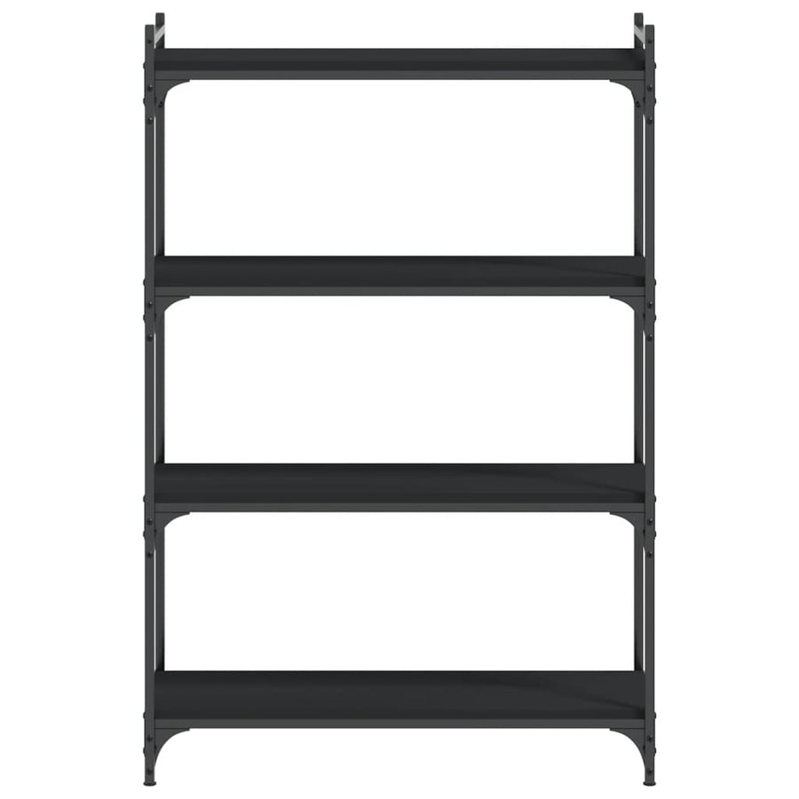 Boekenkast 4-Laags Bewerkt Hout 80 x 30 x 120 cm Zwart
