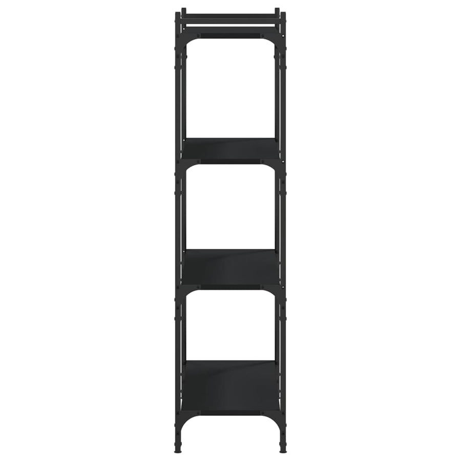 Boekenkast 4-Laags Bewerkt Hout 80 x 30 x 120 cm Zwart