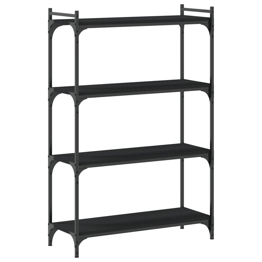 Boekenkast 4-Laags Bewerkt Hout 80 x 30 x 120 cm Zwart