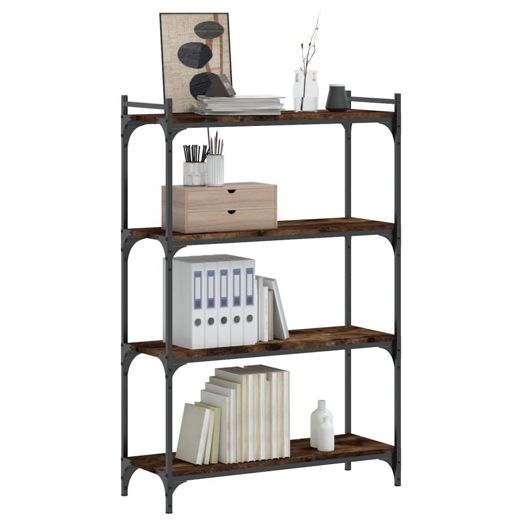 Boekenkast 4-Laags 80X30X Bewerkt Hout Kleur Gerookt Eiken 80 cm