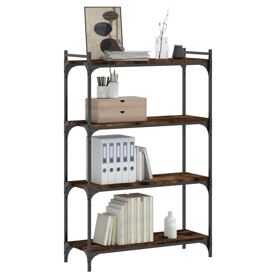 Boekenkast 4-Laags 80X30X Bewerkt Hout Kleur Gerookt Eiken 80 cm