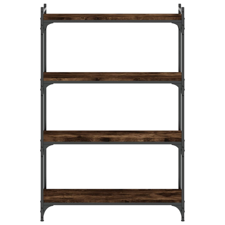 Boekenkast 4-Laags 80X30X Bewerkt Hout Kleur Gerookt Eiken 80 cm