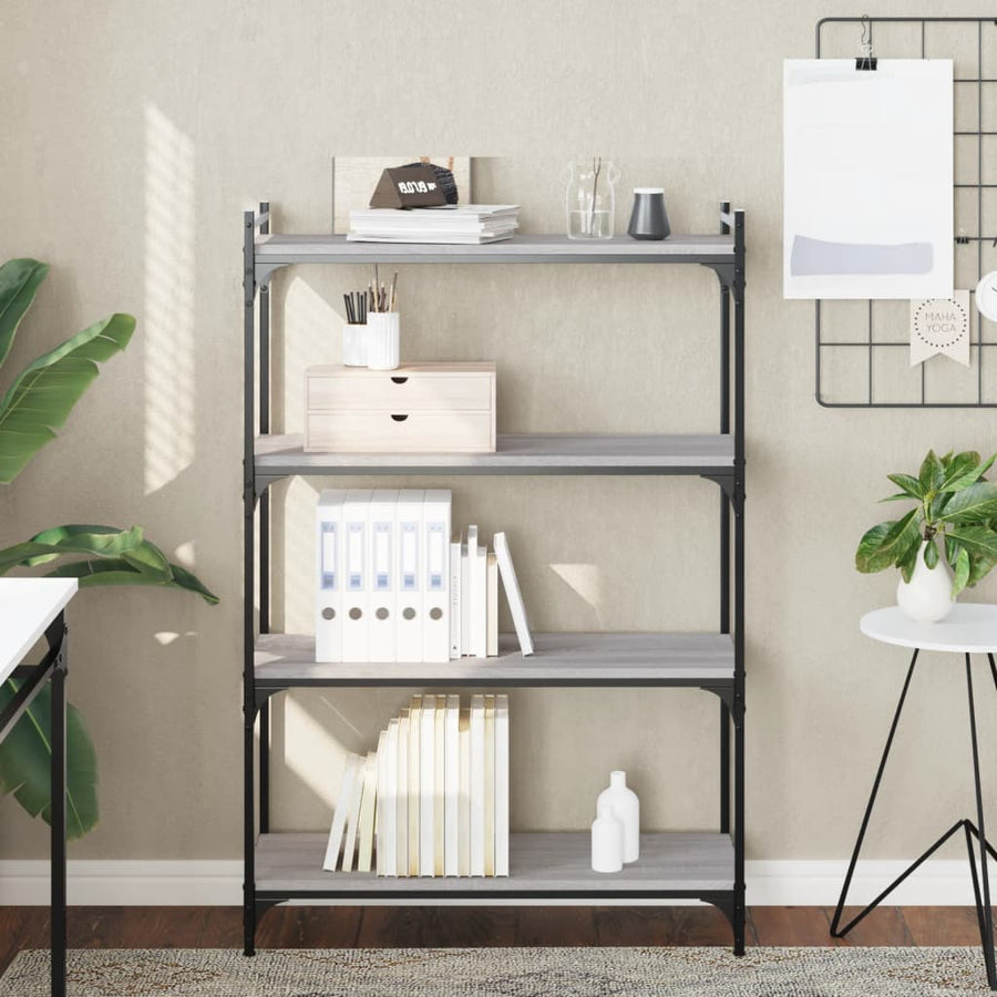 Boekenkast 4-Laags Bewerkt Hout 80 x 30 x 120 cm Grijs sonoma