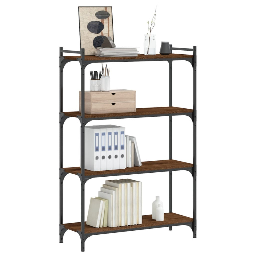 Boekenkast 4-Laags Bewerkt Hout Bruineikenkleurig 80 x 30 x 120 cm bruin eikenkleur