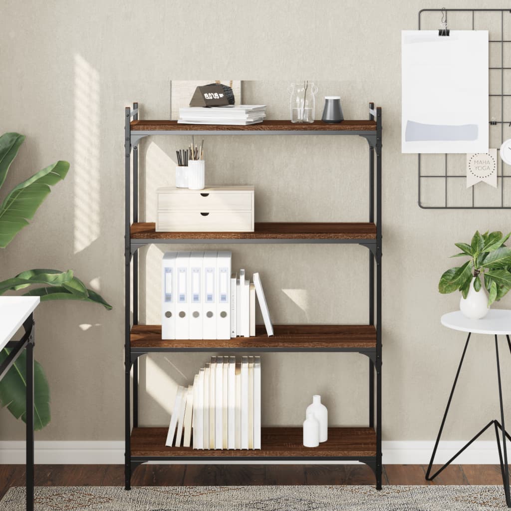 Boekenkast 4-Laags Bewerkt Hout Bruineikenkleurig 80 x 30 x 120 cm bruin eikenkleur