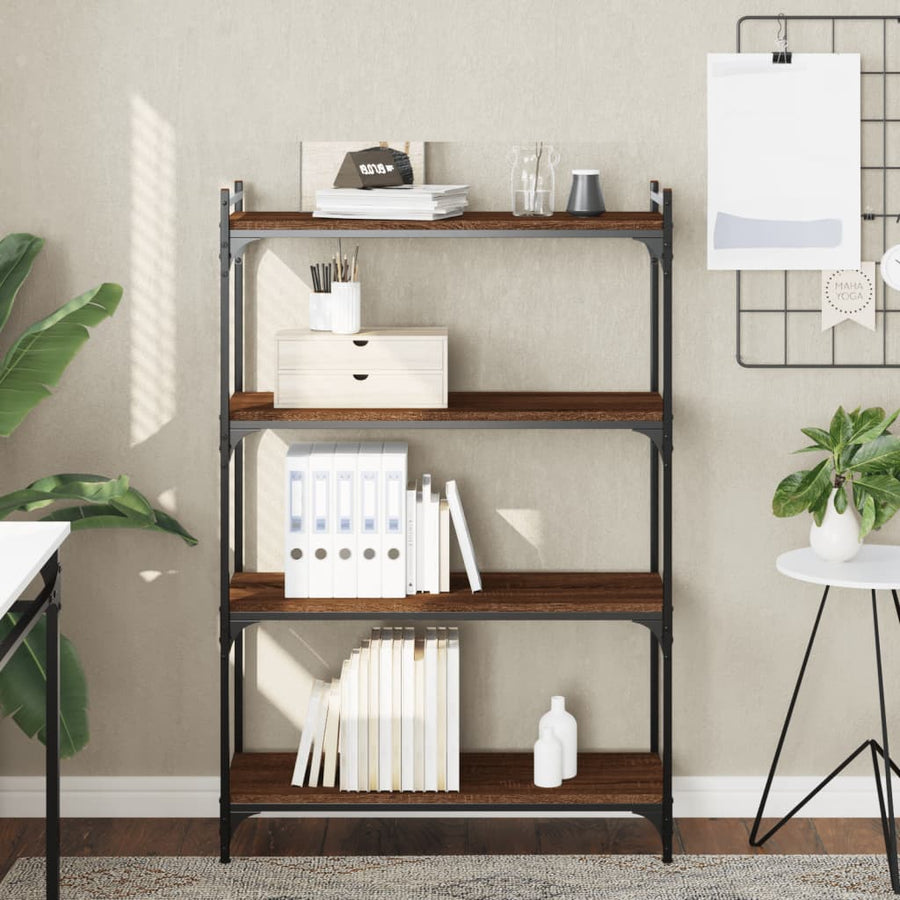 Boekenkast 4-Laags Bewerkt Hout Bruineikenkleurig 80 x 30 x 120 cm bruin eikenkleur