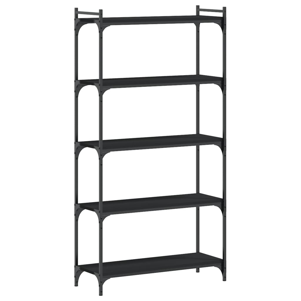 Boekenkast 5-Laags Bewerkt Hout 80 x 30 x 154 cm Zwart