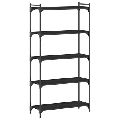 Boekenkast 5-Laags Bewerkt Hout 80 x 30 x 154 cm Zwart