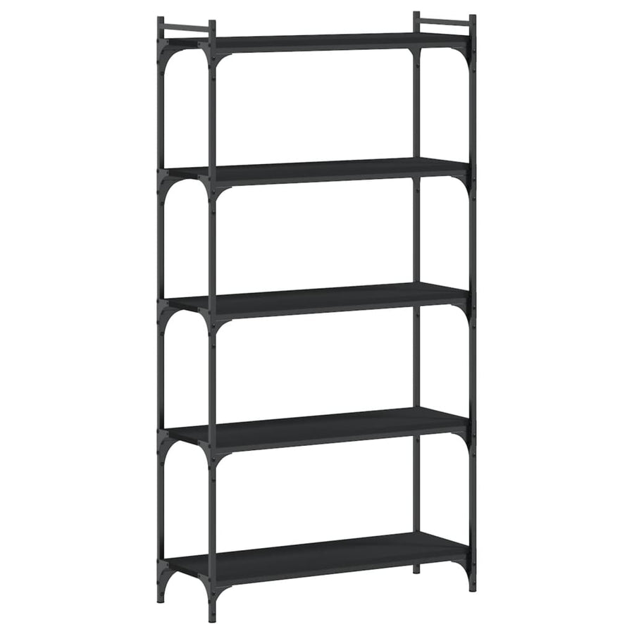 Boekenkast 5-Laags Bewerkt Hout 80 x 30 x 154 cm Zwart