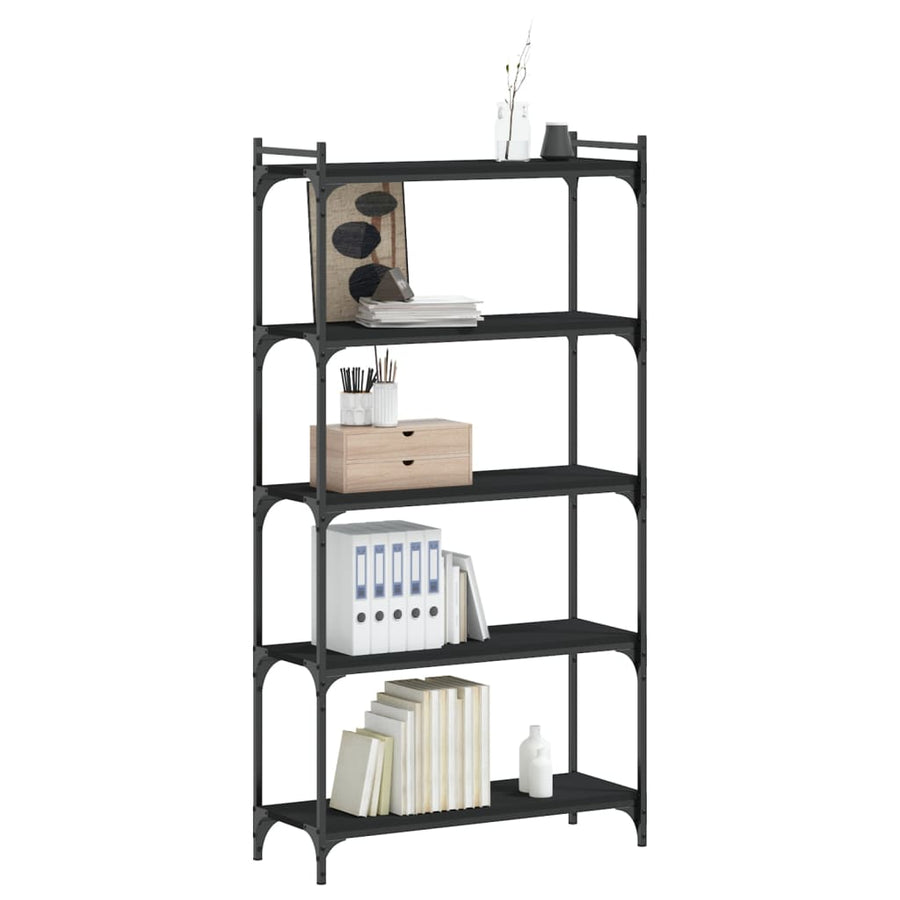 Boekenkast 5-Laags Bewerkt Hout 80 x 30 x 154 cm Zwart