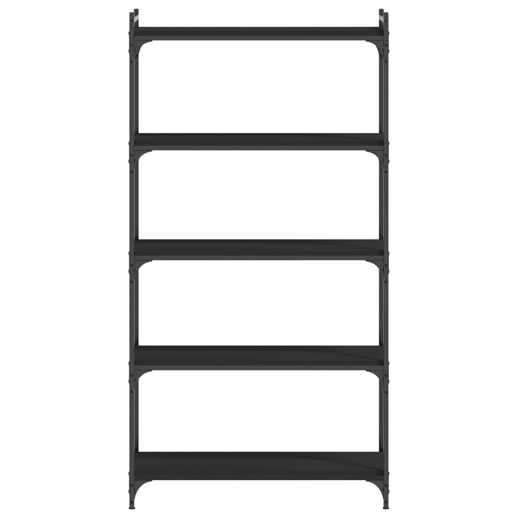 Boekenkast 5-Laags Bewerkt Hout 80 x 30 x 154 cm Zwart