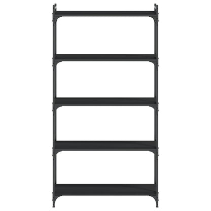 Boekenkast 5-Laags Bewerkt Hout 80 x 30 x 154 cm Zwart