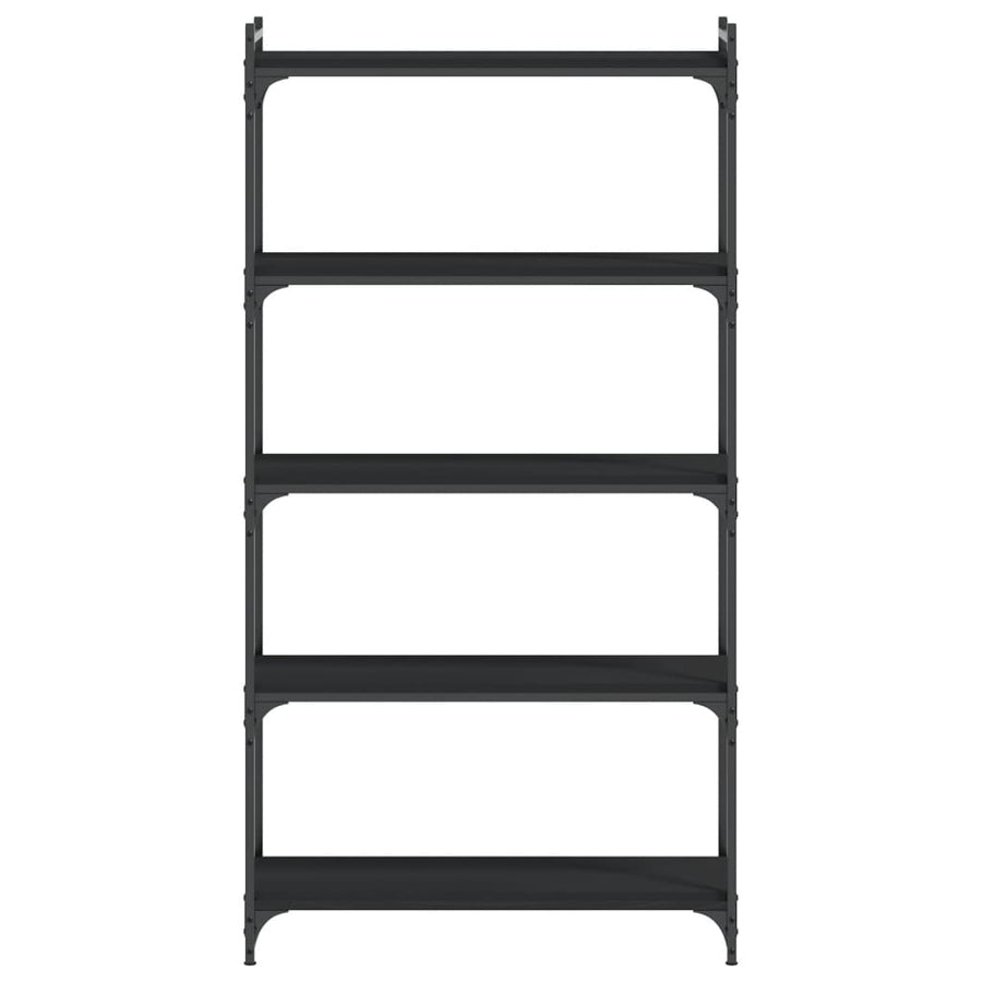 Boekenkast 5-Laags Bewerkt Hout 80 x 30 x 154 cm Zwart