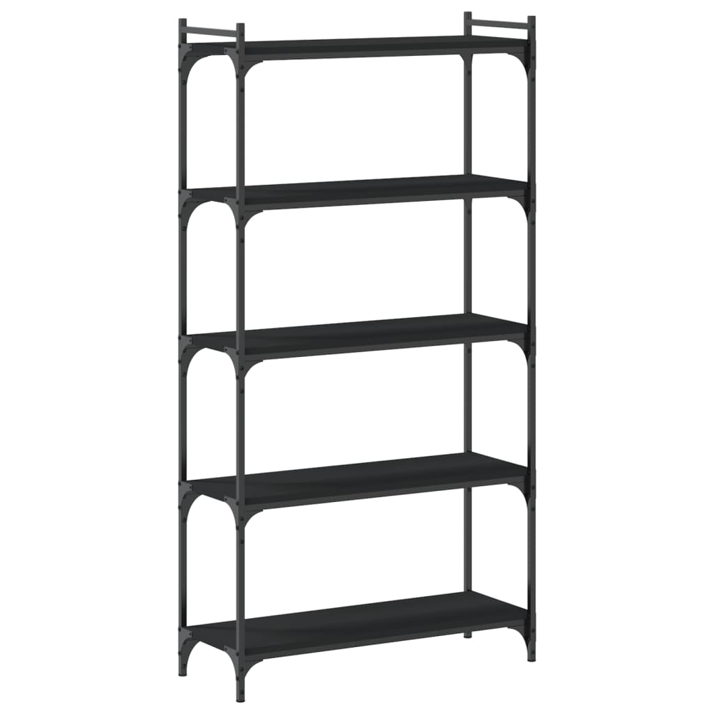 Boekenkast 5-Laags Bewerkt Hout 80 x 30 x 154 cm Zwart