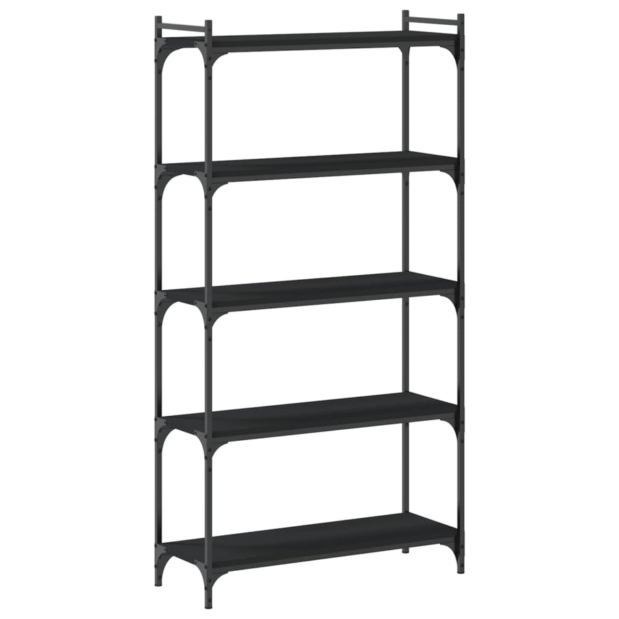 Boekenkast 5-Laags Bewerkt Hout 80 x 30 x 154 cm Zwart