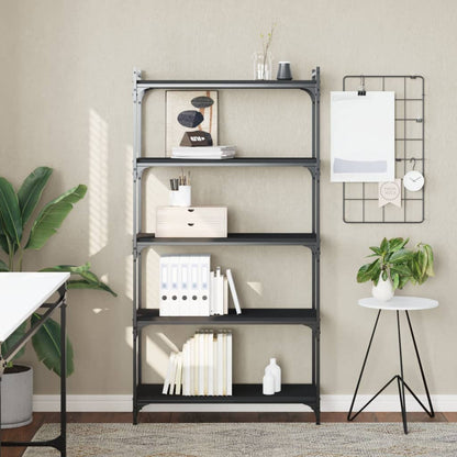 Boekenkast 5-Laags Bewerkt Hout 80 x 30 x 154 cm Zwart