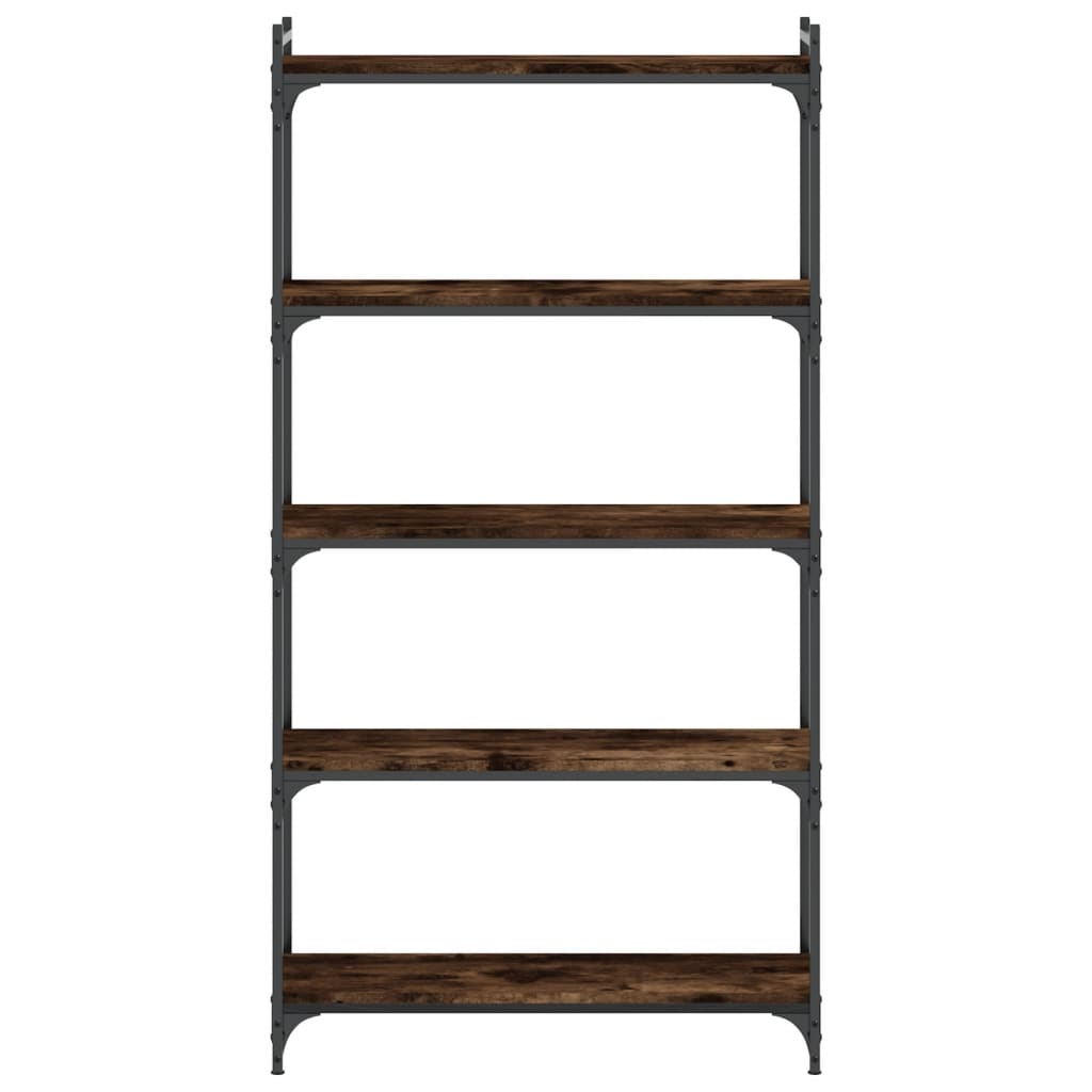 Boekenkast 5-laags 80x30x154 cm bewerkt hout gerookt eikenkleur