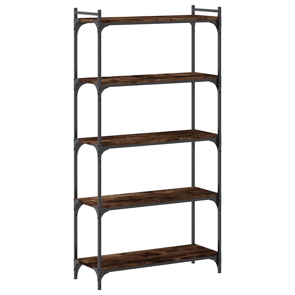 Boekenkast 5-laags 80x30x154 cm bewerkt hout gerookt eikenkleur