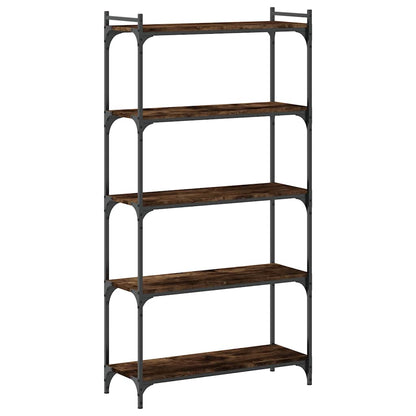 Boekenkast 5-laags 80x30x154 cm bewerkt hout gerookt eikenkleur