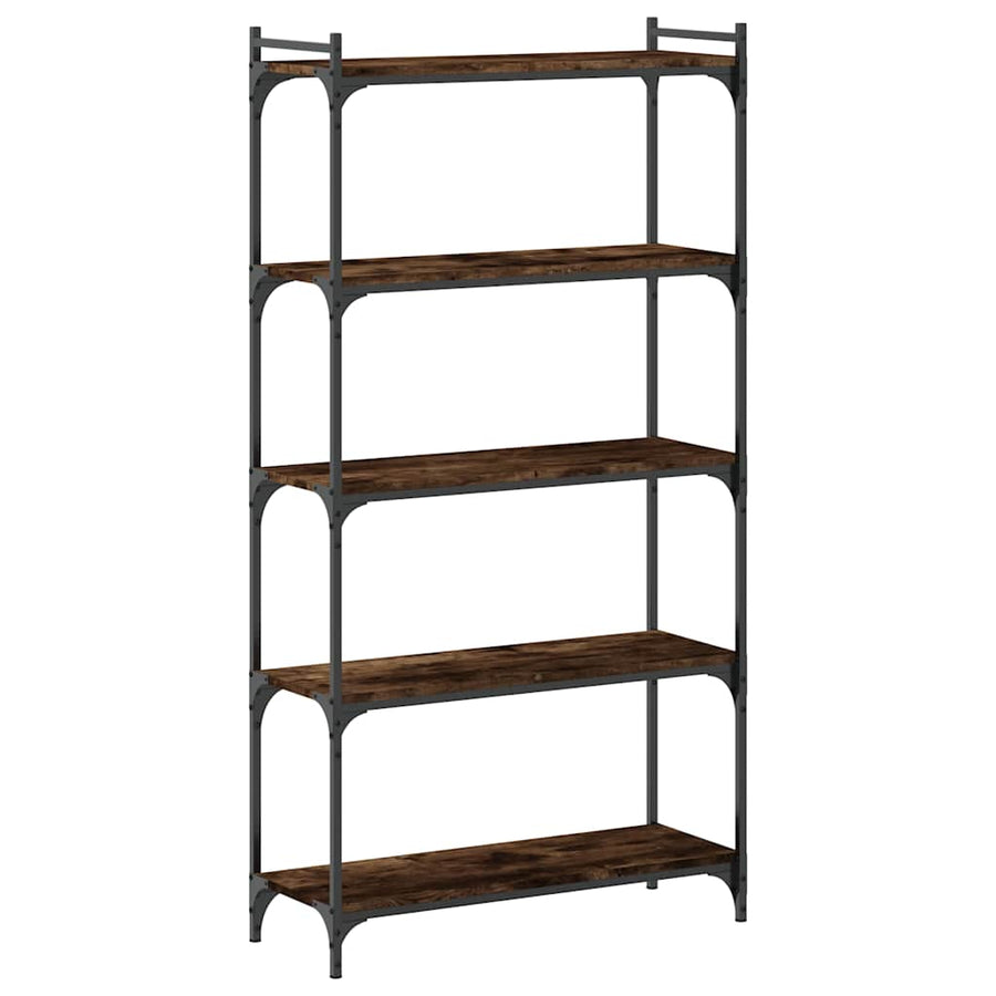 Boekenkast 5-laags 80x30x154 cm bewerkt hout gerookt eikenkleur