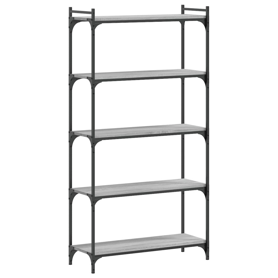 Boekenkast 5-Laags Bewerkt Hout Eiken 80 x 30 x 154 cm Grijs sonoma