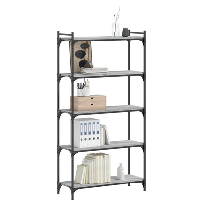 Boekenkast 5-Laags Bewerkt Hout Eiken 80 x 30 x 154 cm Grijs sonoma