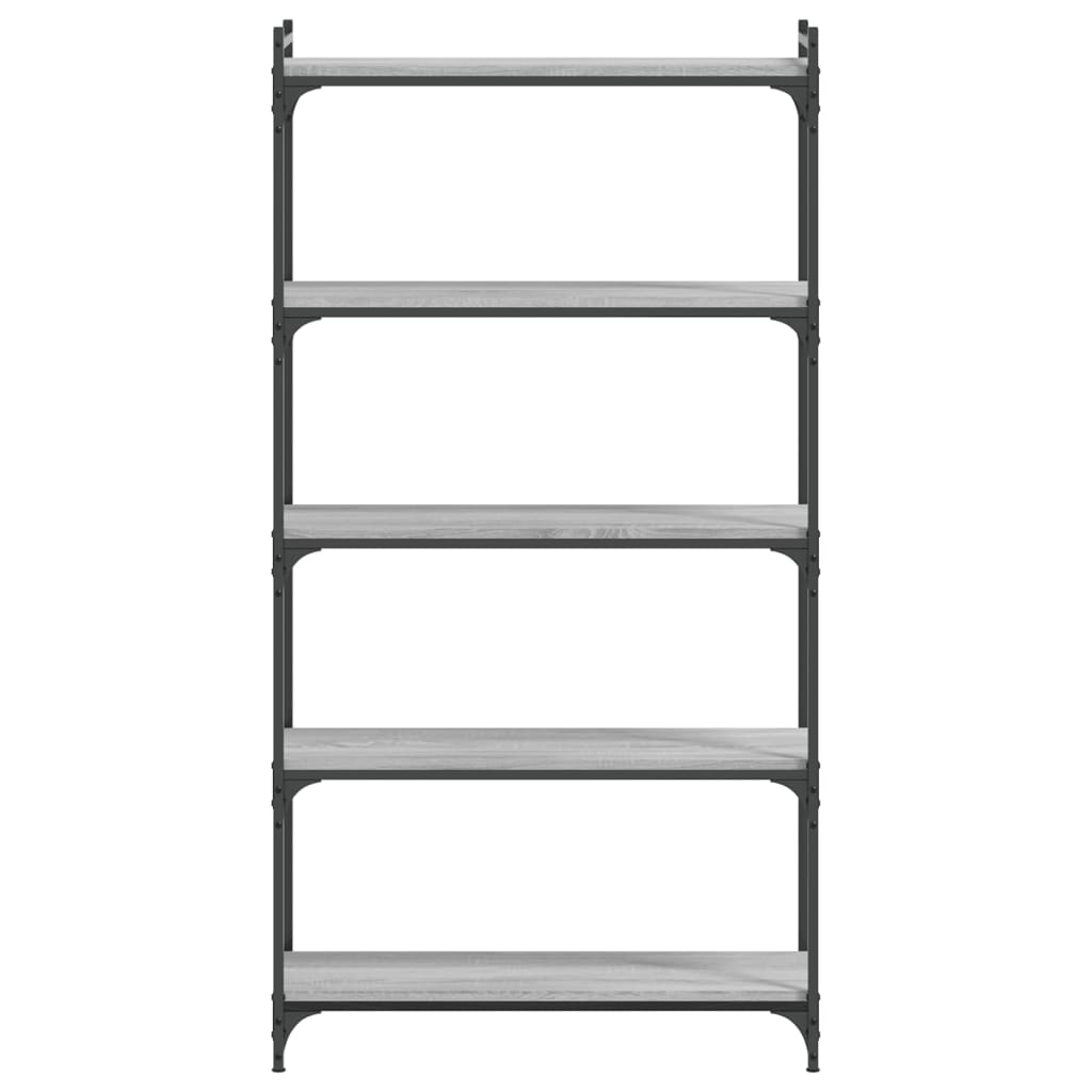 Boekenkast 5-Laags Bewerkt Hout Eiken 80 x 30 x 154 cm Grijs sonoma