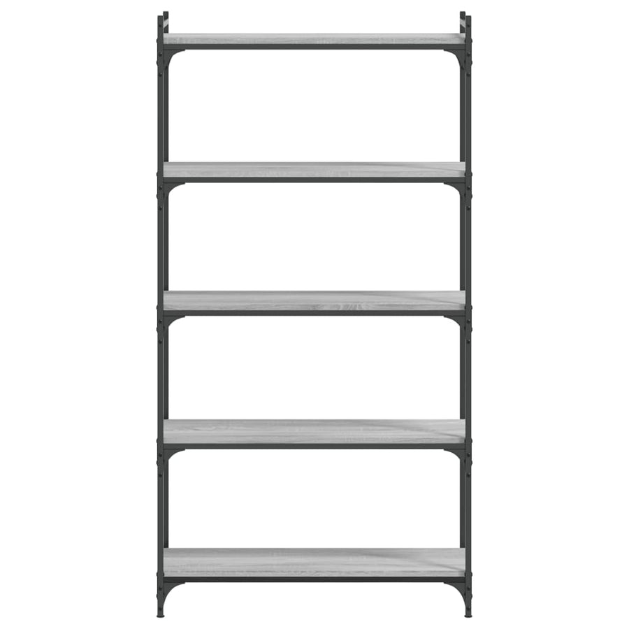 Boekenkast 5-Laags Bewerkt Hout Eiken 80 x 30 x 154 cm Grijs sonoma