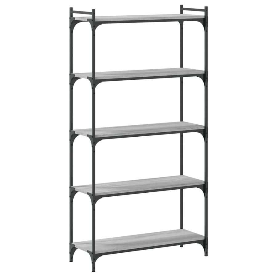 Boekenkast 5-Laags Bewerkt Hout Eiken 80 x 30 x 154 cm Grijs sonoma