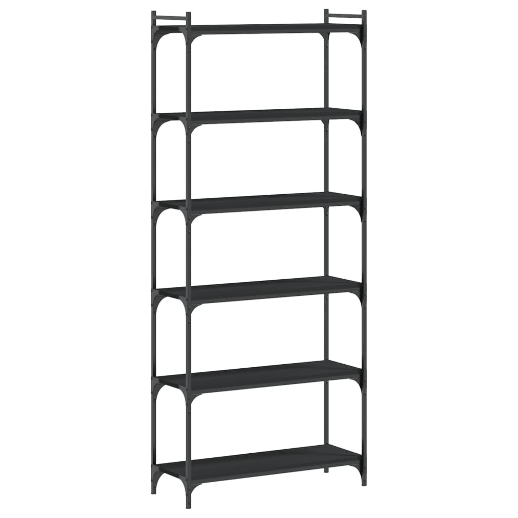 Boekenkast 6-Laags Bewerkt Hout 80 x 30 x 188 cm Zwart