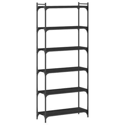Boekenkast 6-Laags Bewerkt Hout 80 x 30 x 188 cm Zwart