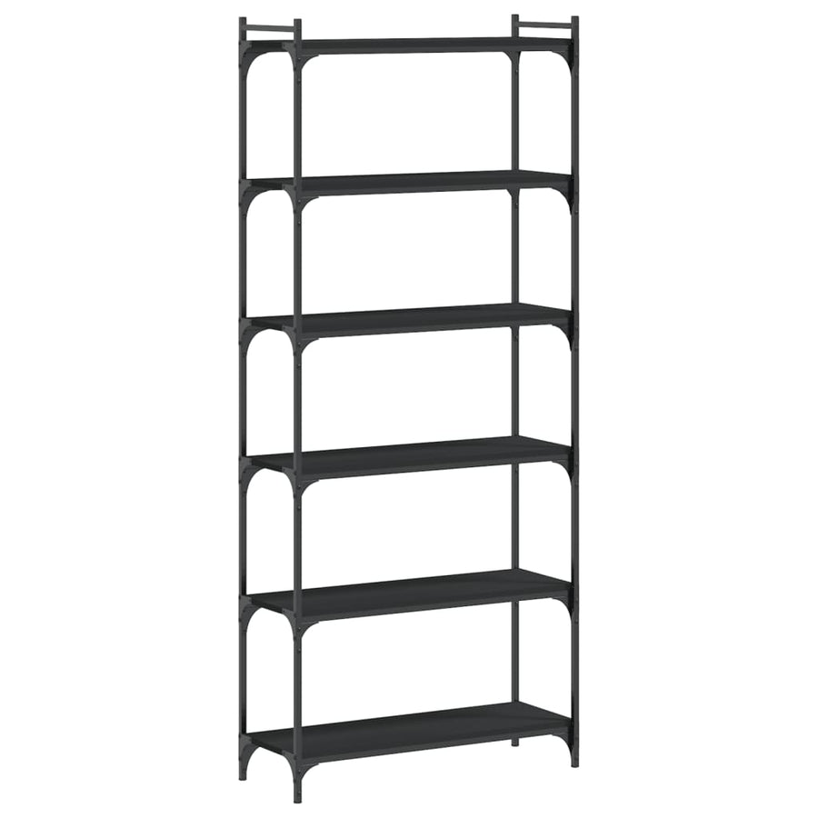 Boekenkast 6-Laags Bewerkt Hout 80 x 30 x 188 cm Zwart
