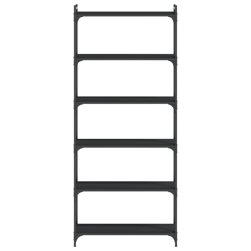Boekenkast 6-Laags Bewerkt Hout 80 x 30 x 188 cm Zwart