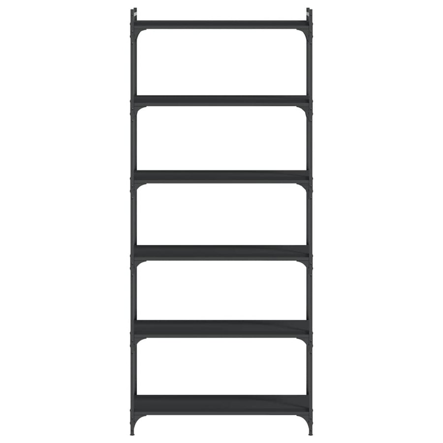 Boekenkast 6-Laags Bewerkt Hout 80 x 30 x 188 cm Zwart