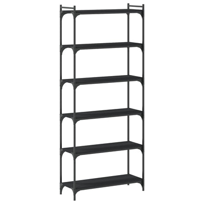 Boekenkast 6-Laags Bewerkt Hout 80 x 30 x 188 cm Zwart