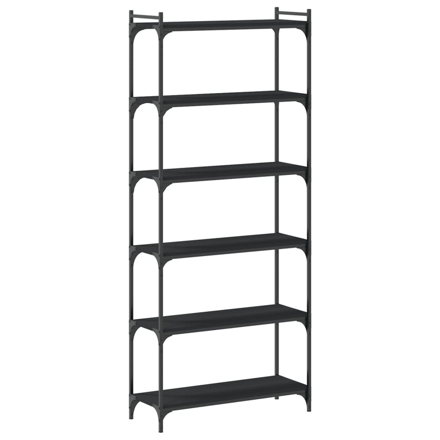 Boekenkast 6-Laags Bewerkt Hout 80 x 30 x 188 cm Zwart