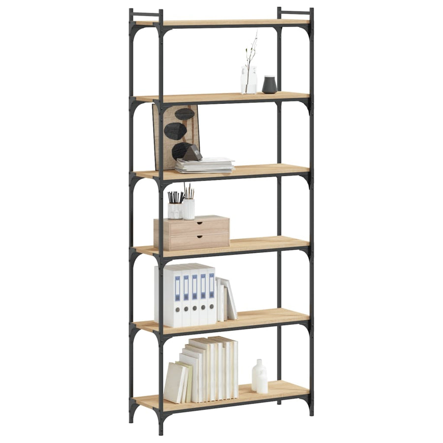 Boekenkast 6-Laags 80X30X Bewerkt Hout Sonoma Eiken 80 cm