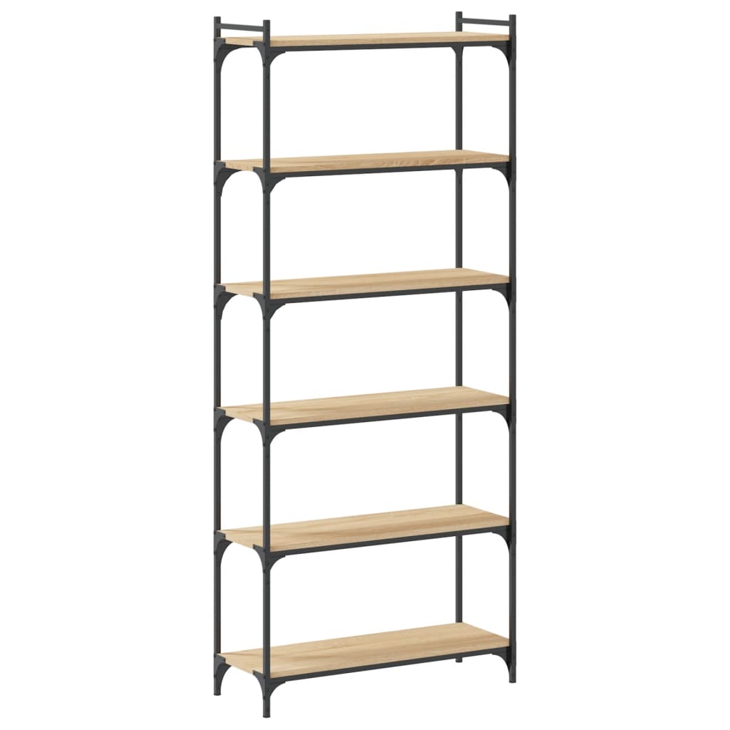 Boekenkast 6-Laags 80X30X Bewerkt Hout Sonoma Eiken 80 cm