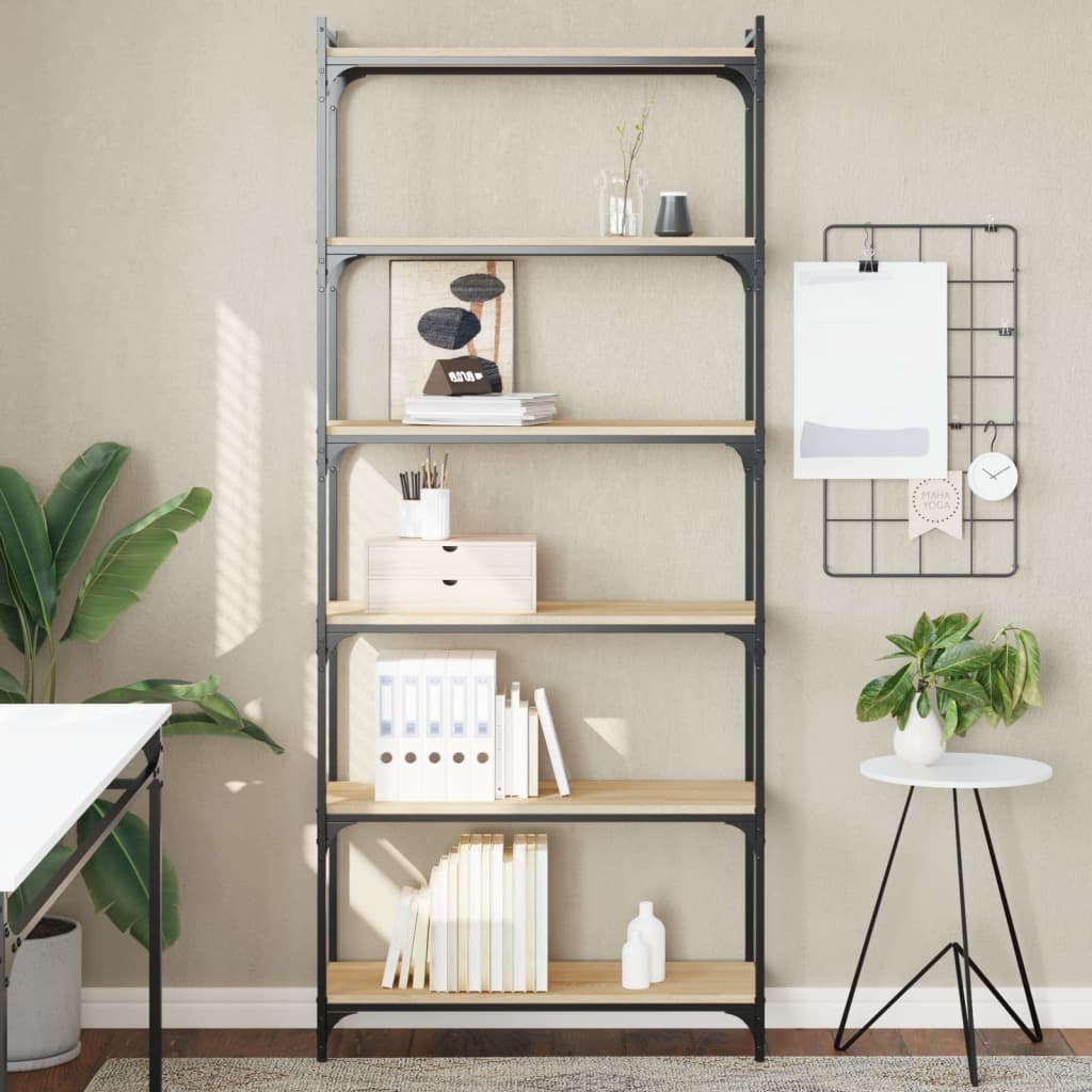 Boekenkast 6-Laags 80X30X Bewerkt Hout Sonoma Eiken 80 cm