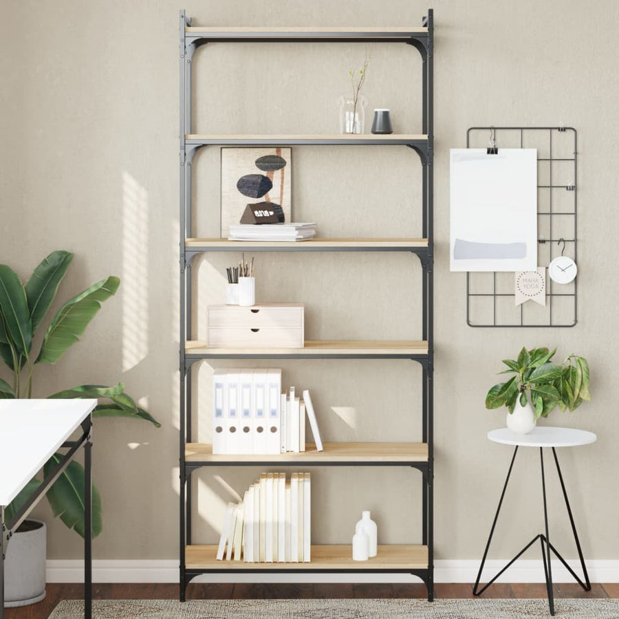 Boekenkast 6-Laags 80X30X Bewerkt Hout Sonoma Eiken 80 cm