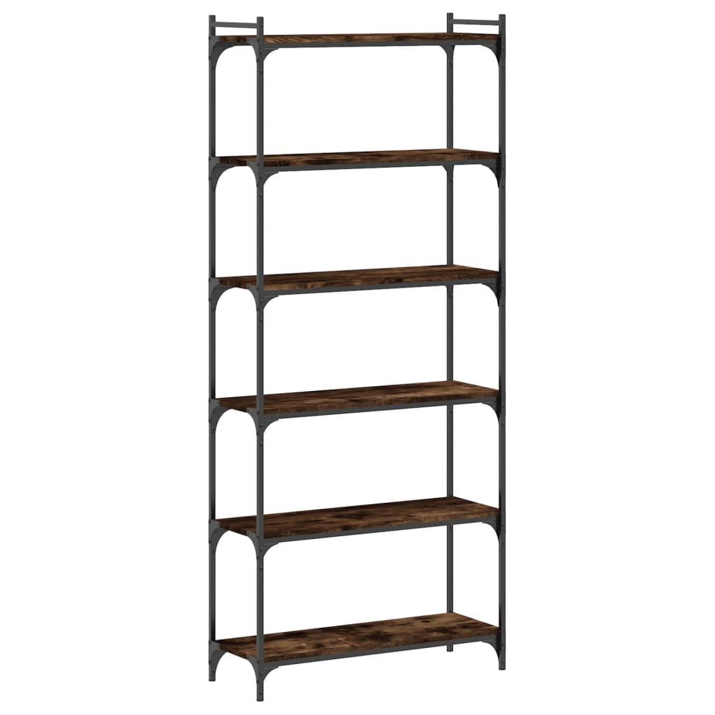 Boekenkast 6-Laags 80X30X Bewerkt Hout Kleur Gerookt Eiken 80 cm