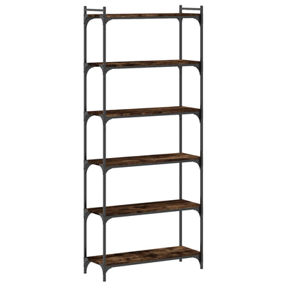 Boekenkast 6-Laags 80X30X Bewerkt Hout Kleur Gerookt Eiken 80 cm