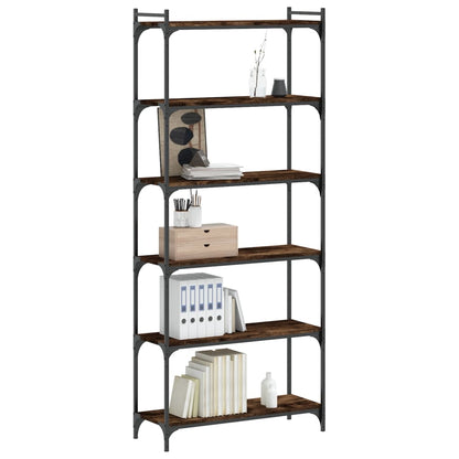 Boekenkast 6-Laags 80X30X Bewerkt Hout Kleur Gerookt Eiken 80 cm