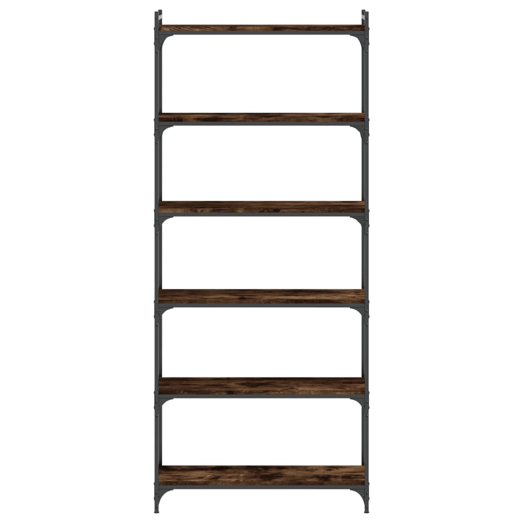 Boekenkast 6-Laags 80X30X Bewerkt Hout Kleur Gerookt Eiken 80 cm