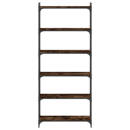 Boekenkast 6-Laags 80X30X Bewerkt Hout Kleur Gerookt Eiken 80 cm